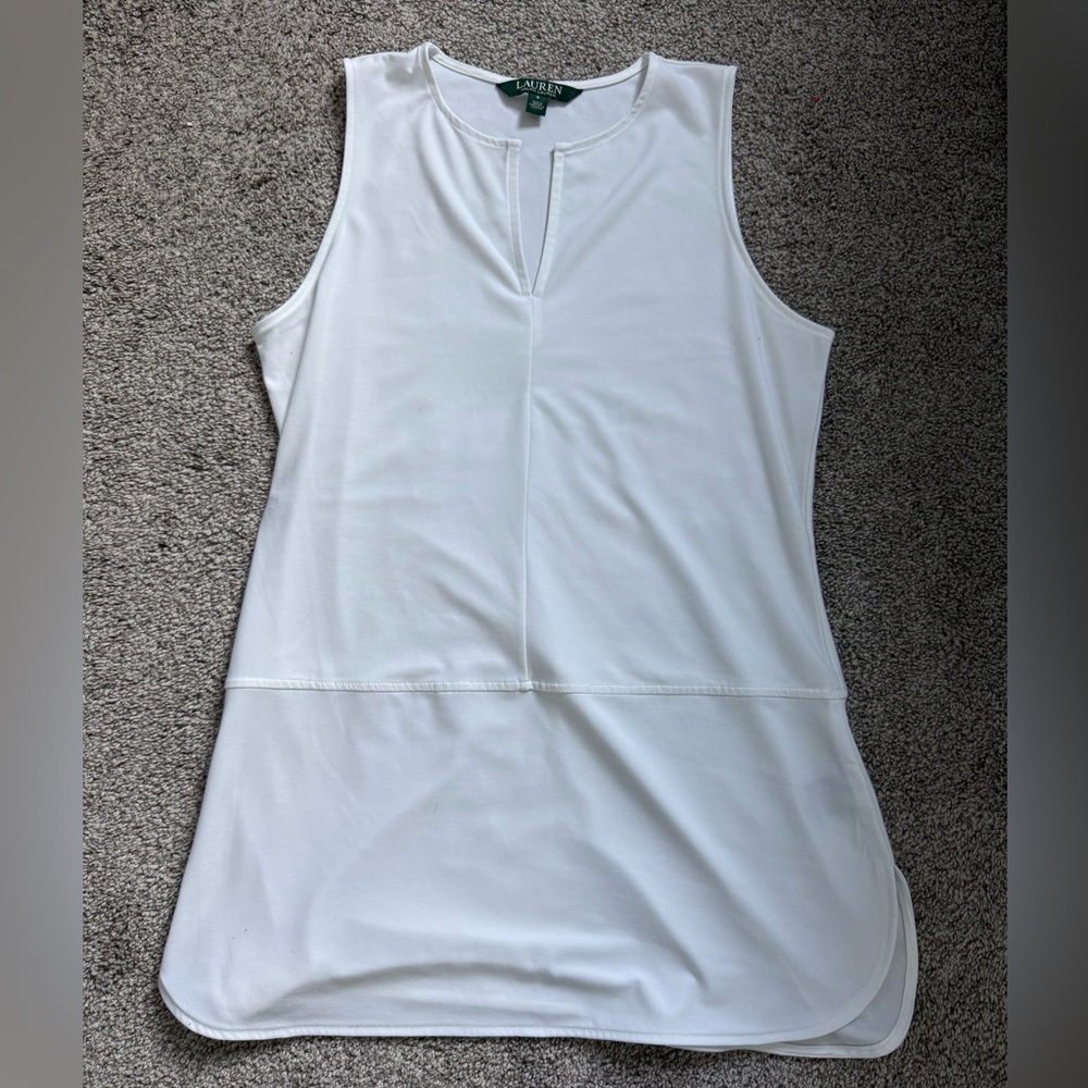 Lauren Ralph Lauren White Sleeveless Keyhole Blouse